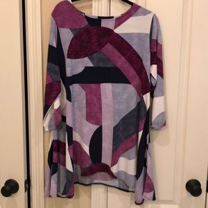 Alfani hi low tunic- blue pink white XL